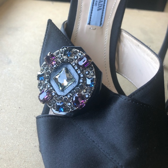 PRADA satin jeweled mules (NWOT) - Picture 2 of 7